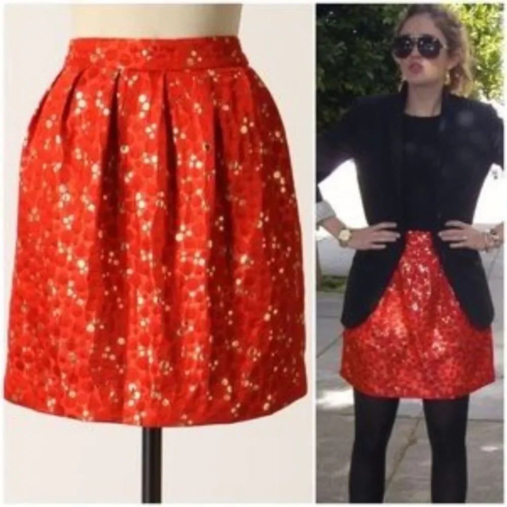 Anthropologie Crimson Bubbles Skirt Lauren Moffatt Size 8